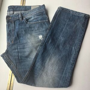 Diesel Safado Jeans 38x30 Regular Slim Straight Wash ORBE4 Button Fly Distressed